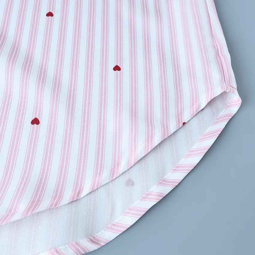 Women’s Striped Cotton Pajama Set – Long Sleeve Button-Down Top & Wide-Leg Pants