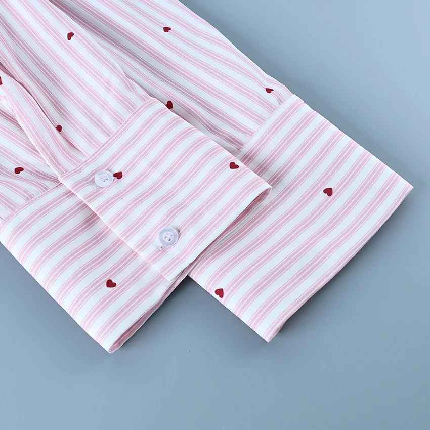 Women’s Striped Cotton Pajama Set – Long Sleeve Button-Down Top & Wide-Leg Pants