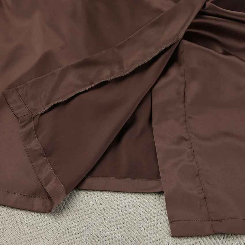 Elegant Satin 3-Piece Lounge Set – Long Robe, Crop Top & Wide-Leg Shorts