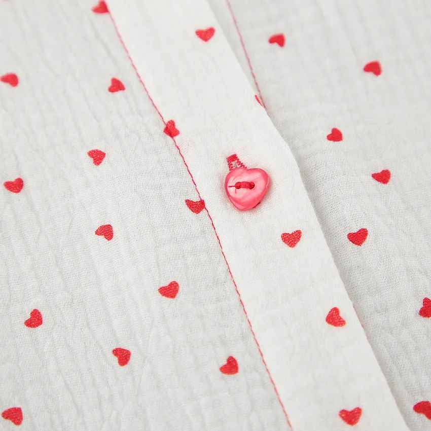 Red Heart Print Satin-Style Pajama Set