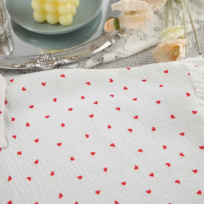 Red Heart Print Satin-Style Pajama Set