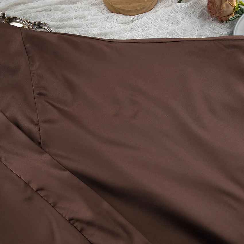 Elegant Satin 3-Piece Lounge Set – Long Robe, Crop Top & Wide-Leg Shorts