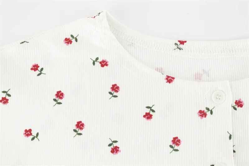 Women’s Floral Print Pajama Set – Long Sleeve Top & Relaxed Shorts