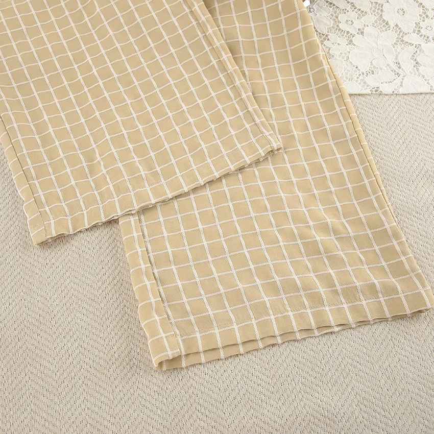Women’s Cotton Plaid Pajama Set – Long Sleeve Button-Up Top & Relaxed Pants
