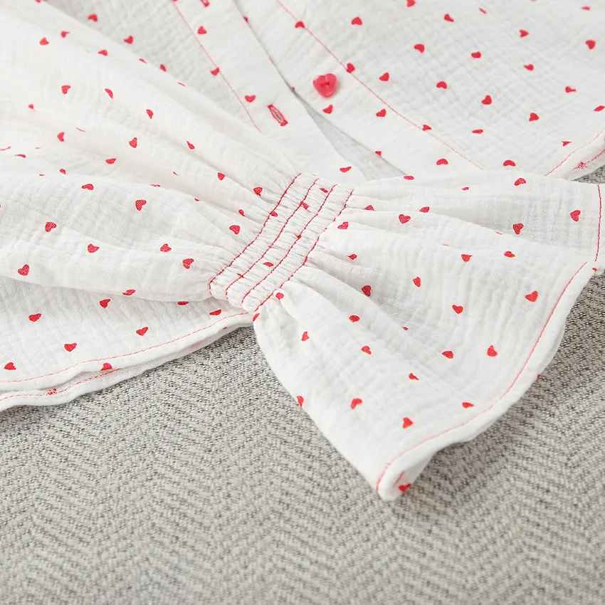 Red Heart Print Satin-Style Pajama Set