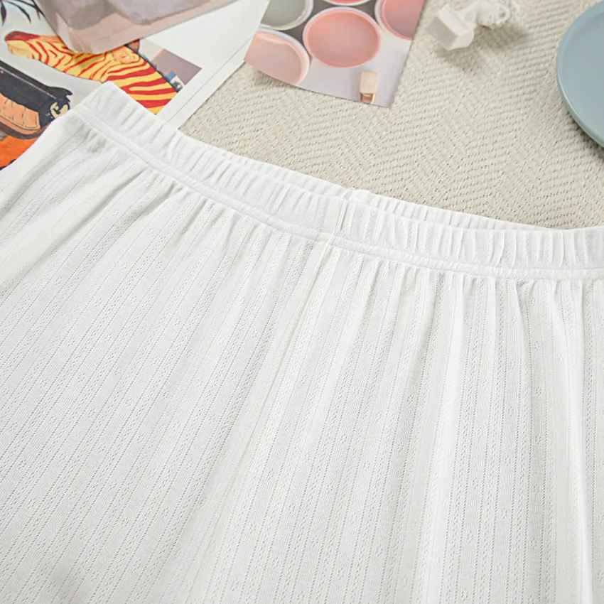 Women's Ribbed Lounge Set with Ruffle-Hem Pants