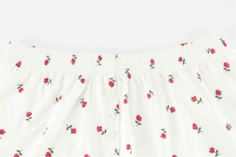 Women’s Floral Print Pajama Set – Long Sleeve Top & Relaxed Shorts