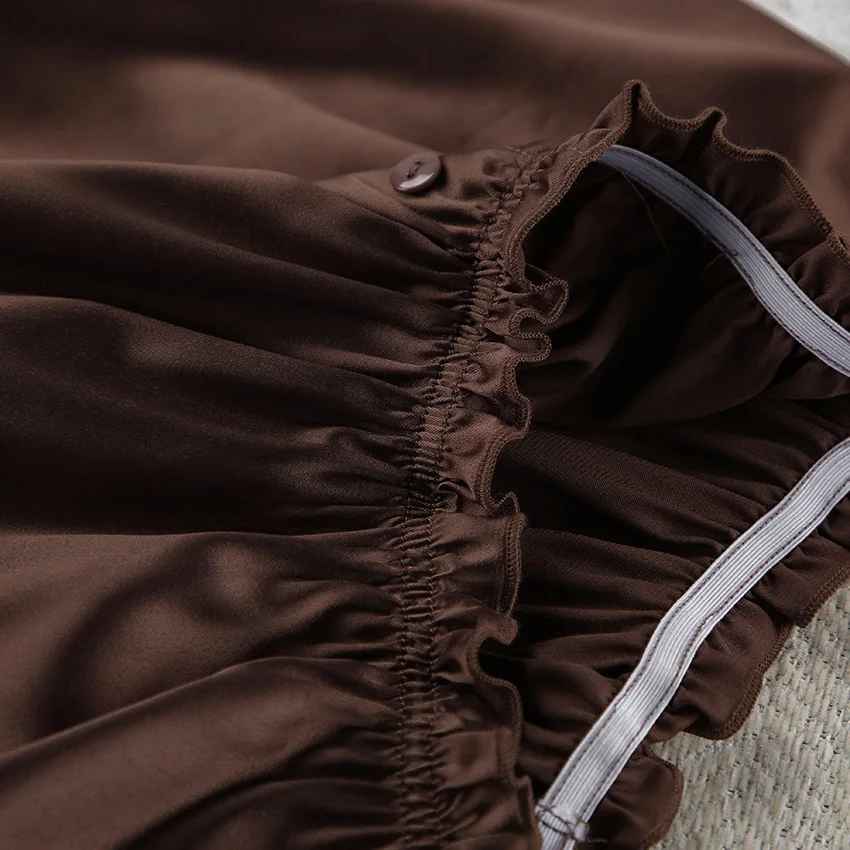 Elegant Satin 3-Piece Lounge Set – Long Robe, Crop Top & Wide-Leg Shorts