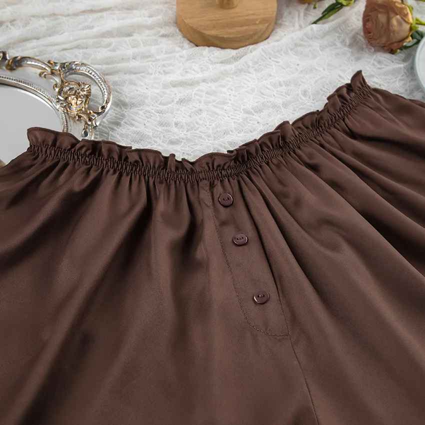 Elegant Satin 3-Piece Lounge Set – Long Robe, Crop Top & Wide-Leg Shorts