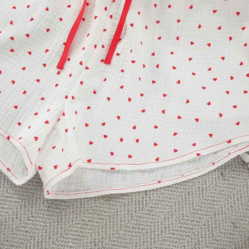 Red Heart Print Satin-Style Pajama Set
