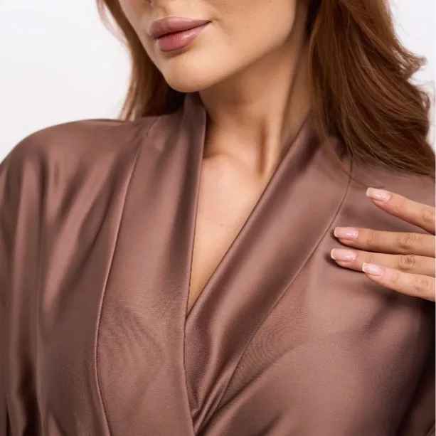 Women's Satin Kimono Robe – Elegant Long Dressing Gown