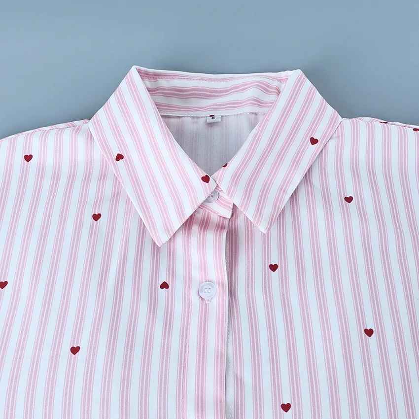 Women’s Striped Cotton Pajama Set – Long Sleeve Button-Down Top & Wide-Leg Pants