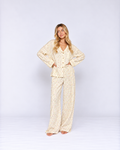 Luxury Cotton Pajama Set – Elegant Long-Sleeve Top & Relaxed Pants Sleepwear