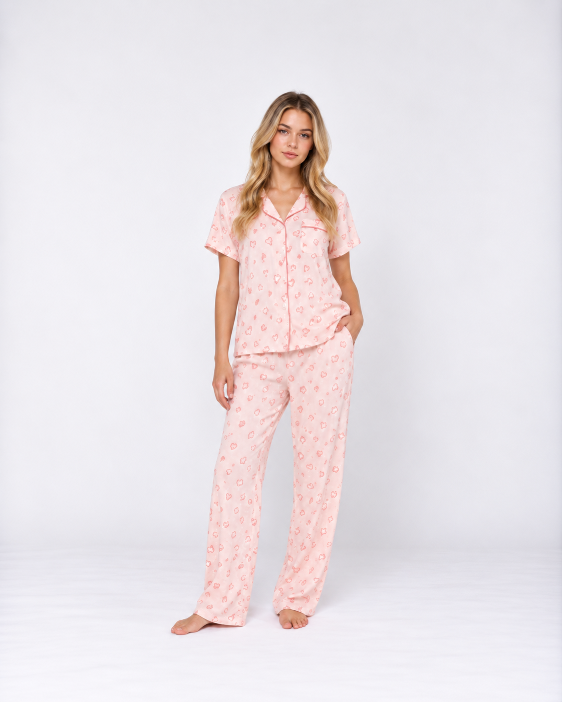 Luxury Cotton Three-Piece Pajama Set – Lightweight Crepe Sleepwear with Short-Sleeve Top, Pants & Shorts