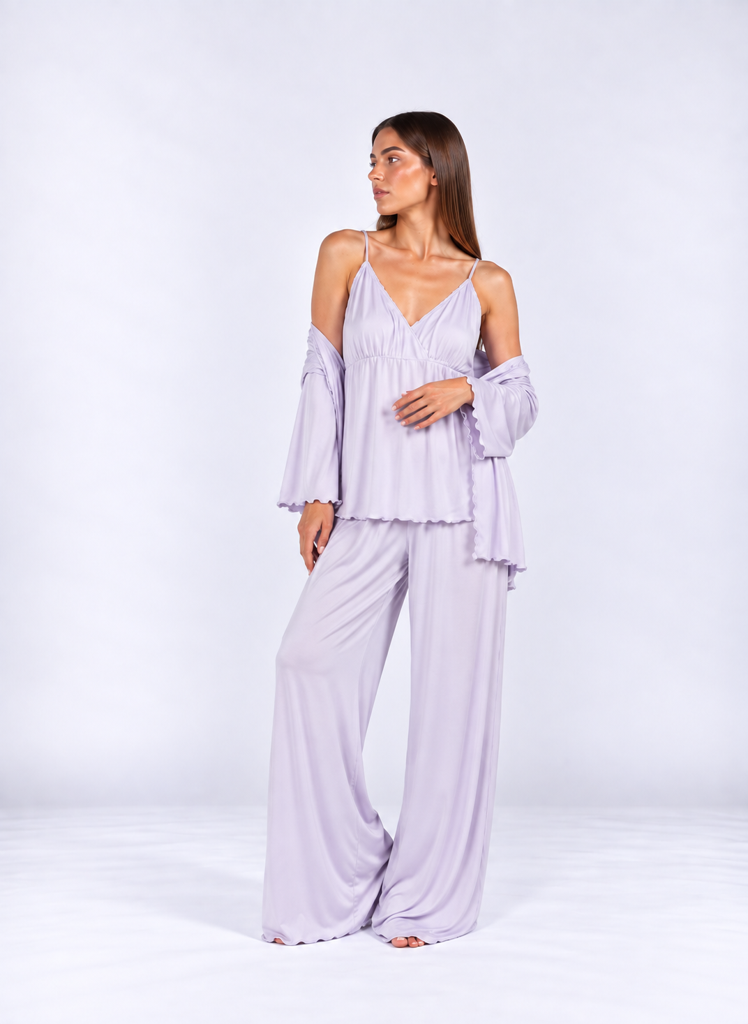 Elegant Modal Maternity Three-Piece Sleepwear Set – Soft Nursing Nightwear