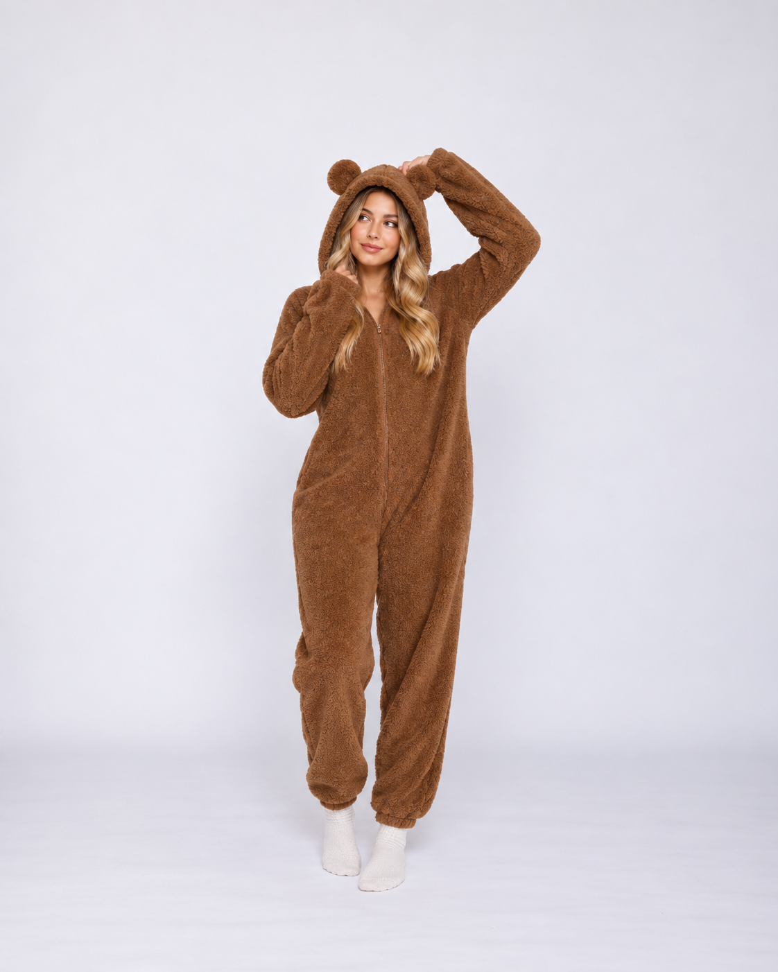 Leopard Print Coral Fleece Onesie – Cozy Winter Sleepwear for Women