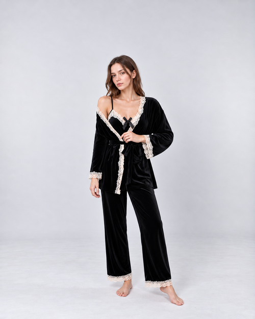 Black Velvet Lace 3-Piece Set