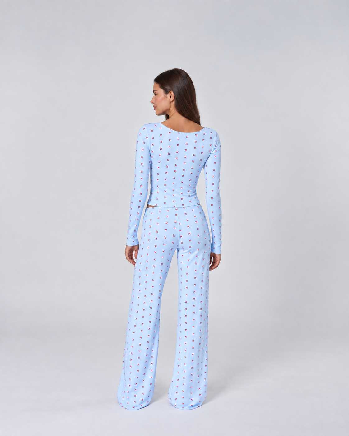 Women’s Red Heart Print Long Sleeve Pajama Set – Soft Lounge Sleepwear