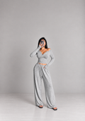 Women’s V-Neck Lounge Set – Long Sleeve Top & Relaxed Pants