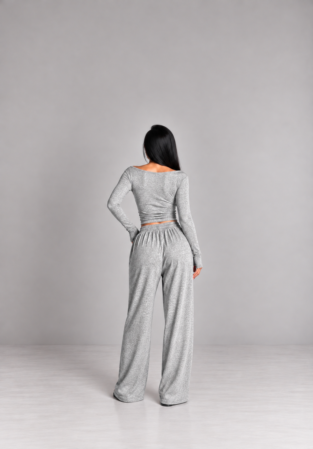 Women’s V-Neck Lounge Set – Long Sleeve Top & Relaxed Pants