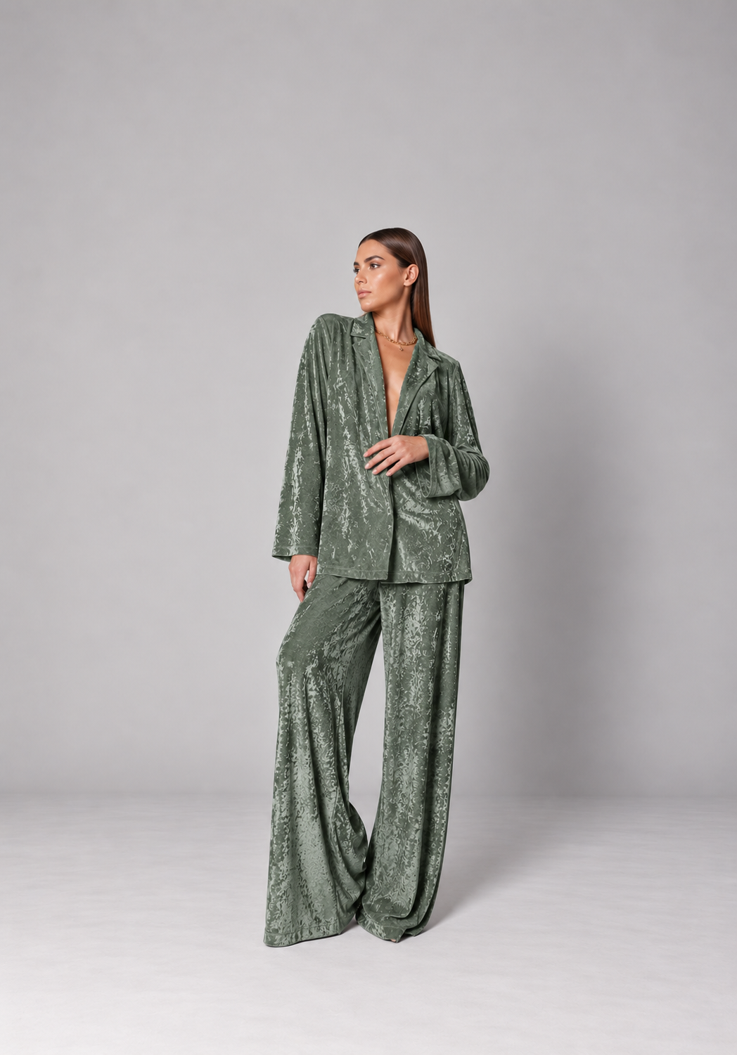 Luxe Velvet Long-Sleeve Pajama Set