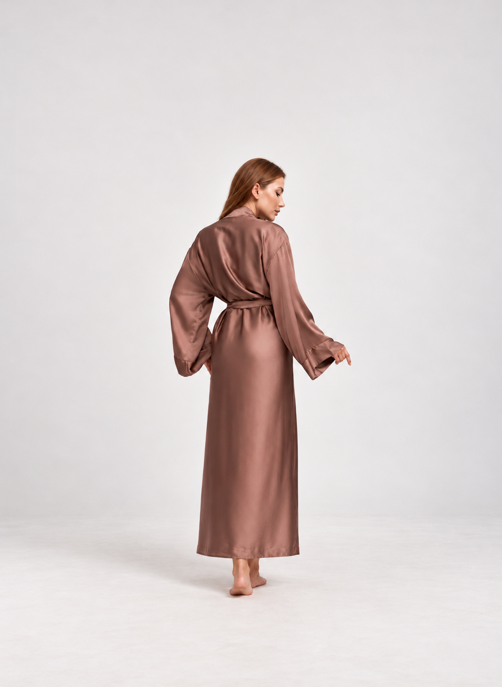 Women's Satin Kimono Robe – Elegant Long Dressing Gown