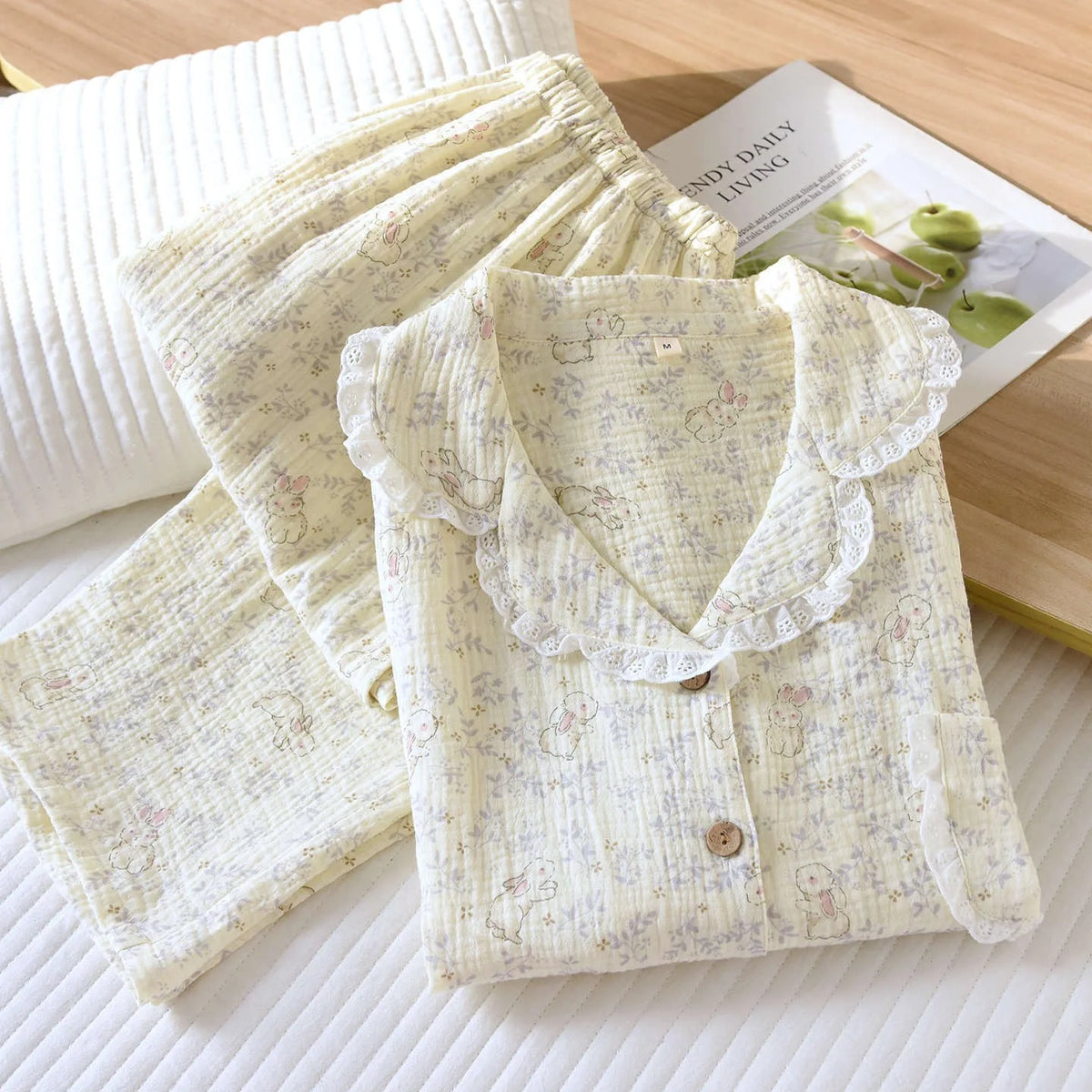 100% Cotton Women'S Pajama Set 2026 New Spring Pajama Long Sleeved Pants Two Piece Set for Women Casual Pajamas Home Furnishings